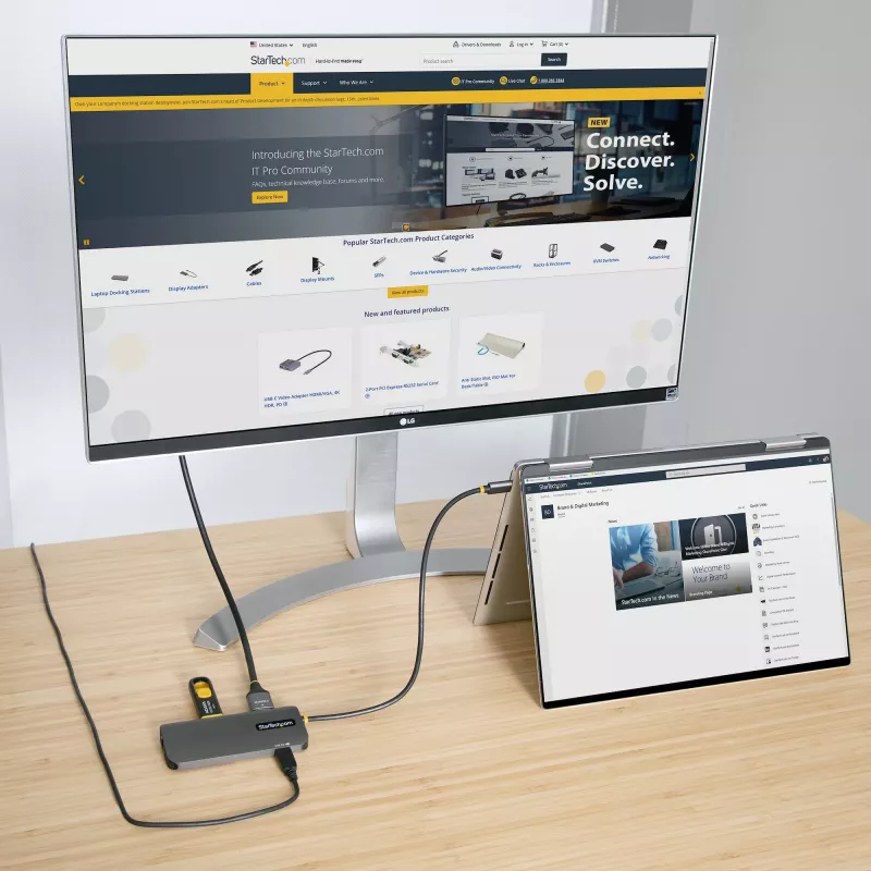 StarTech.com USB-C multiport adaptér, 4K 60Hz HDMI video, 3-portový 5Gbps USB hub, 100W Power Delivery Pass-Through, GbE, 30 cm kábel, Mini Travel Dock, dokovacia stanica pre notebook