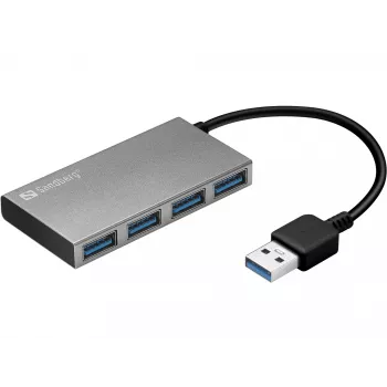 Sandberg USB 3.0 Pocket Hub 4 porty, USB 3.2 Gen 1 (3.1 Gen 1) Type-A, USB 3.2 Gen 1 (3.1 Gen 1) Type-A, 5000 Mbit/s, biely, hliník, RoHS