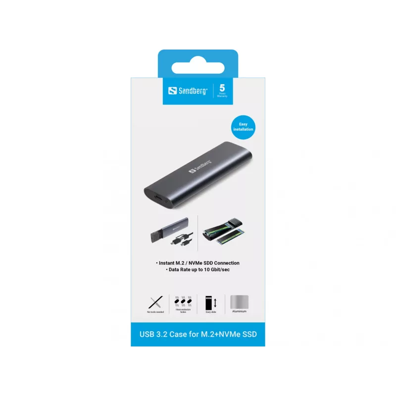 Sandberg USB 3.2 puzdro pre M.2+NVMe SSD