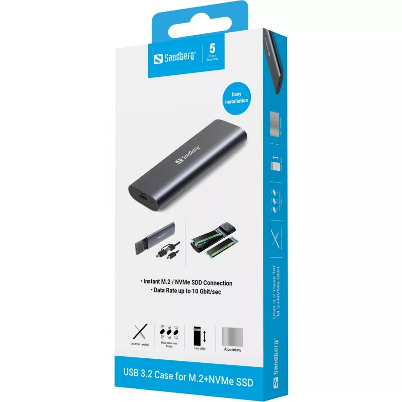 Sandberg USB 3.2 puzdro pre M.2+NVMe SSD