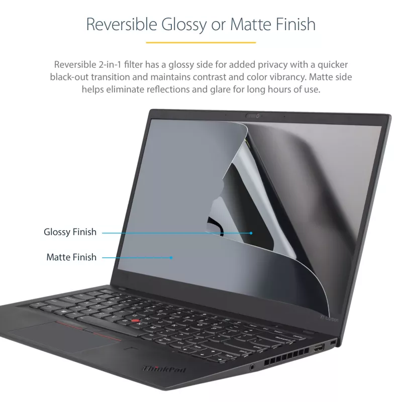 StarTech.com 14-palcový filter proti videniu pre notebook - matná ochrana proti videniu pre širokouhlé displeje (16:9) - ochrana obrazovky notebooku s 51% redukciou modrého svetla - obojstranný matný/lesklý