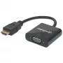 Manhattan 151467 prevodník HDMI na VGA, HDMI samec na VGA samica, voliteľný napájací port Micro-USB, 22 cm, čierny