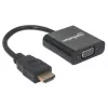 Manhattan 151467 prevodník HDMI na VGA, HDMI samec na VGA samica, voliteľný napájací port Micro-USB, 22 cm, čierny
