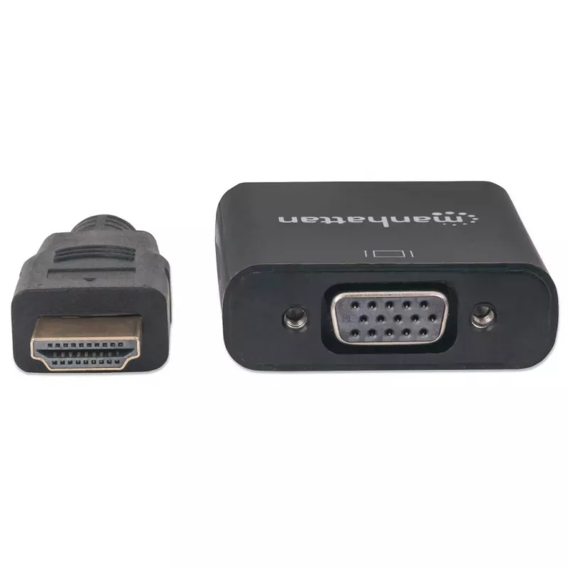 Manhattan 151467 prevodník HDMI na VGA, HDMI samec na VGA samica, voliteľný napájací port Micro-USB, 22 cm, čierny