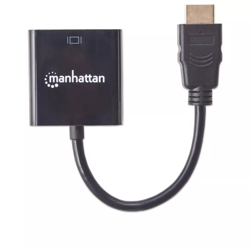 Manhattan 151467 prevodník HDMI na VGA, HDMI samec na VGA samica, voliteľný napájací port Micro-USB, 22 cm, čierny