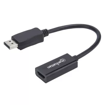 Manhattan DisplayPort 1.1 na HDMI adaptérový kábel, 1080p@60Hz, konektor samec na konektor samica, čierna, kábel 15cm, DP so zámkom, nie obojsmerný, trojročná záruka, zodpovedá DP2HDMI