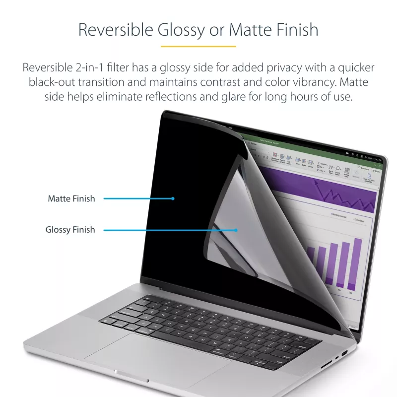 StarTech.com 16-palcový MacBook Pro 21/23 ochranný filter proti videniu, odnímateľný a obojstranný anti-glare filter proti videniu, magnetická ochrana obrazovky notebooku s 51 % redukciou modrého svetla