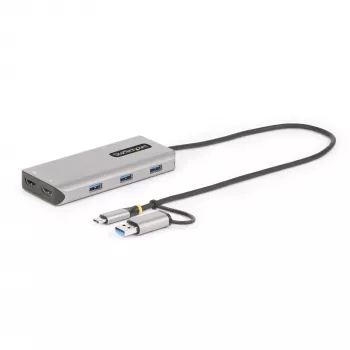 StarTech.com USB-C multiport adaptér s pripojeným USB-C na USB-A dongle, Dual HDMI (4K30Hz/1080p60Hz), 3x USB-A 5Gbps, Mini Travel Dock, dokovacia stanica pre notebook, 1,3ft/40cm kábel