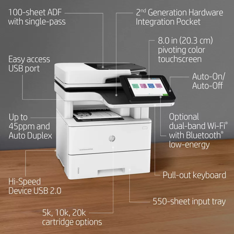 HP LaserJet Enterprise MFP M528dn, laser, monochromatlač, 1200 x 1200 DPI, A4, priama tlač, čierna, biela