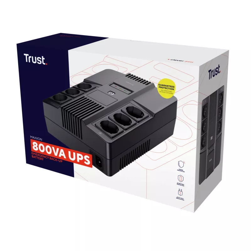Trust Maxxon 23326 UPS 800 VA, 6 AC zásuviek, simulovaná sínusoida