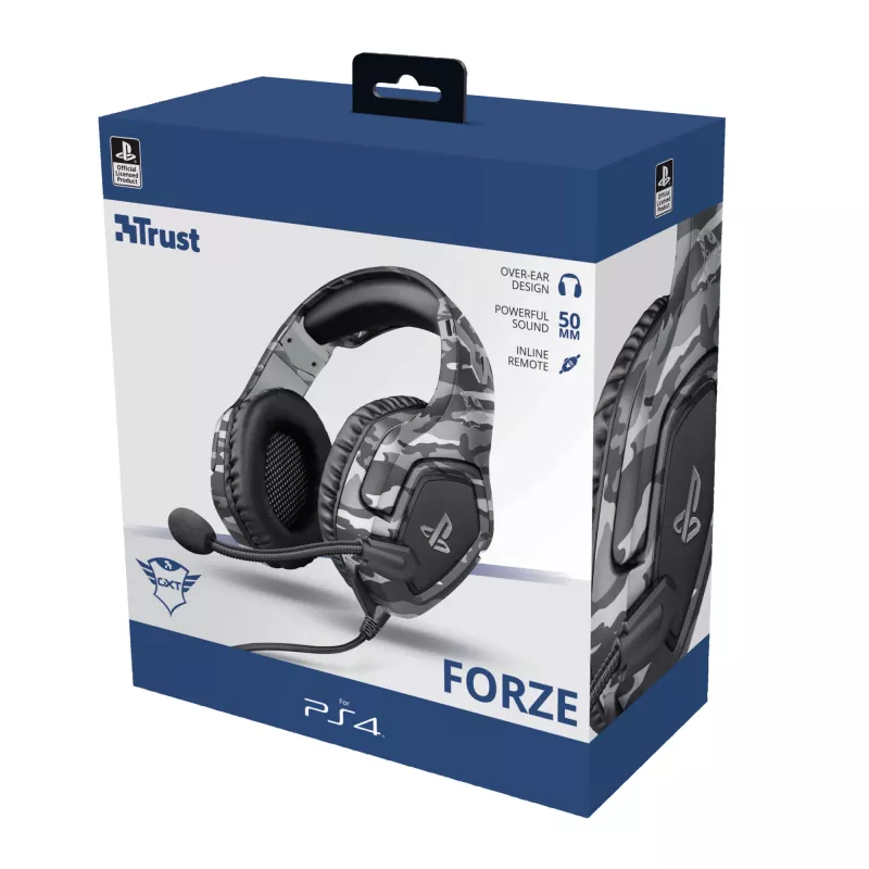 Trust GXT 488 Forze PS4 headset, káblový, s hlavovým mostom, herný, čierna, sivá