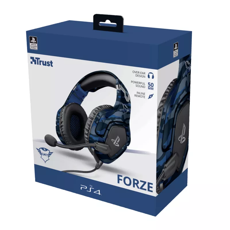 Trust GXT 488 Forze PS4 headset káblový s hlavovým mostom herný čierna, modrá