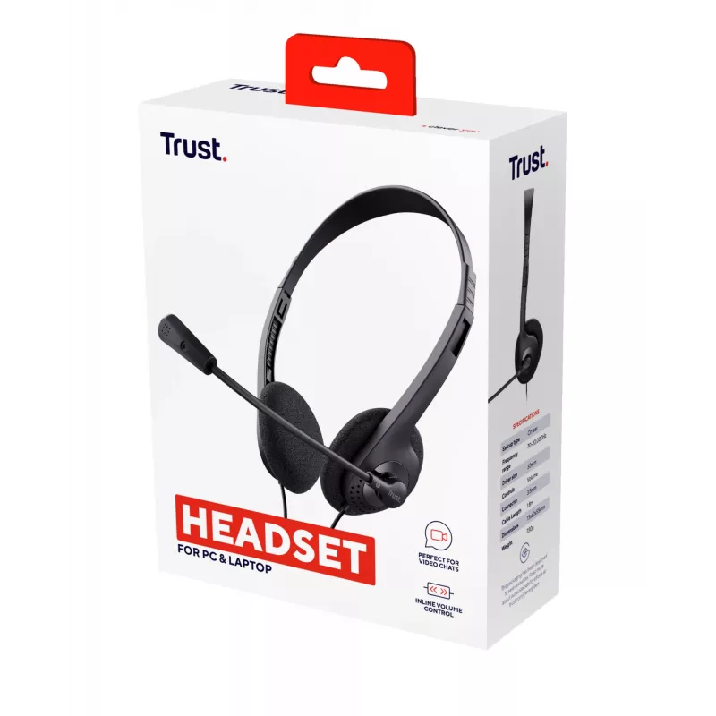 Trust 24659 slúchadlá/headset káblové s hlavovým mostom hovory/hudba čierne