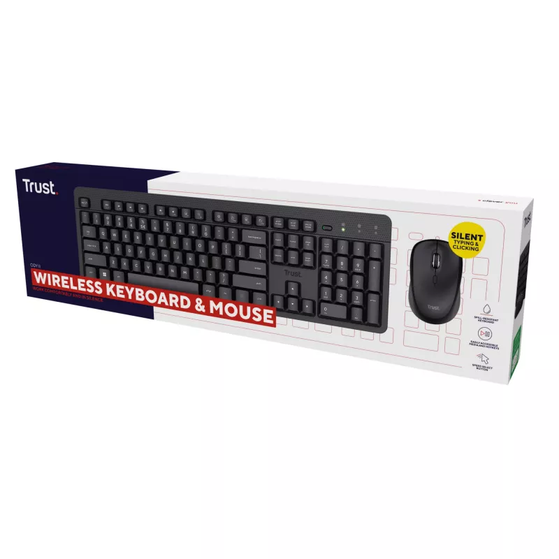Trust Ody II klávesnica myš v balení univerzálna RF bezdrôtová QWERTY US English čierna
