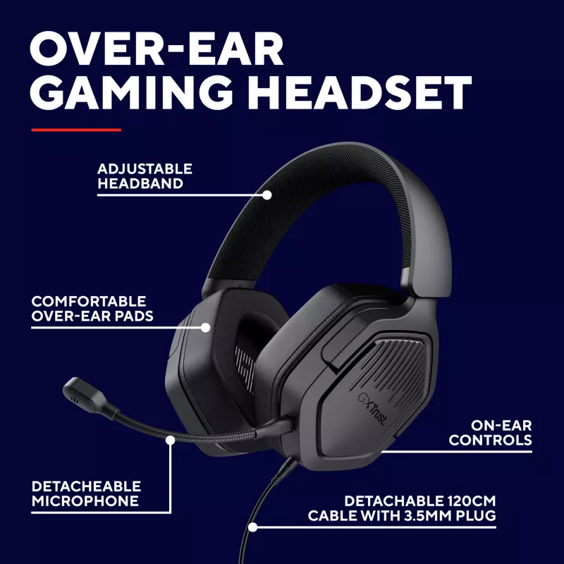 Trust GXT492 Carus headset káblový s hlavovým mostom herný čierny