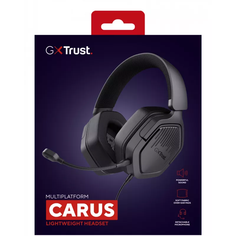 Trust GXT492 Carus headset káblový s hlavovým mostom herný čierny