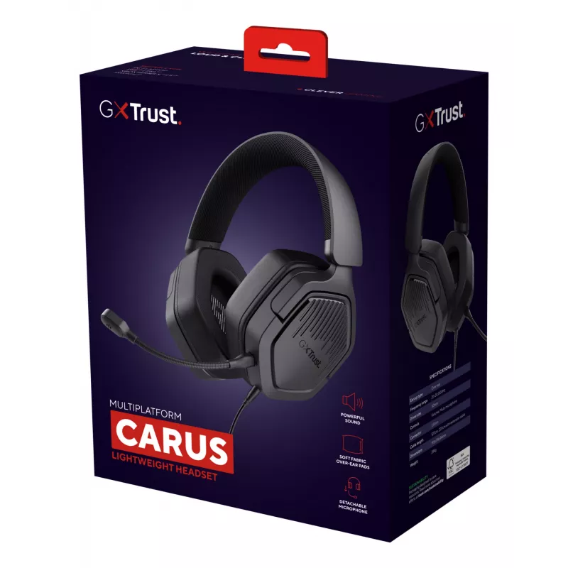 Trust GXT492 Carus headset káblový s hlavovým mostom herný čierny