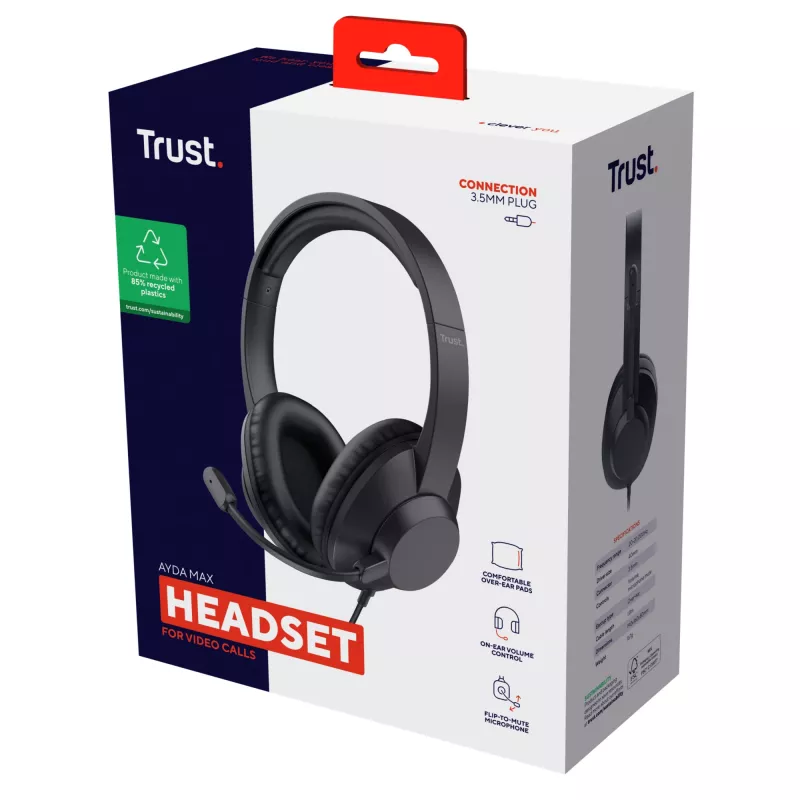 Trust Ayda Max headset káblový s hlavovým mostom kancelária/call centrum čierny