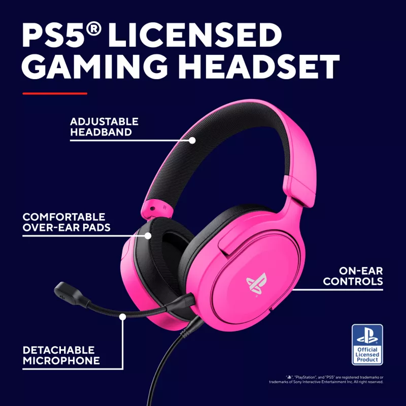 Trust GXT 498P Forta headset káblový s hlavovým mostom herný ružový