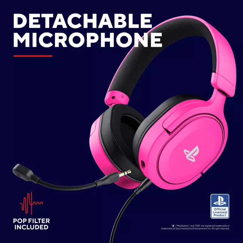 Trust GXT 498P Forta headset káblový s hlavovým mostom herný ružový