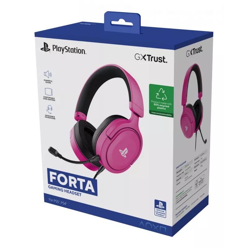 Trust GXT 498P Forta headset káblový s hlavovým mostom herný ružový