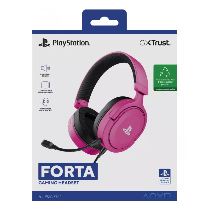 Trust GXT 498P Forta headset káblový s hlavovým mostom herný ružový