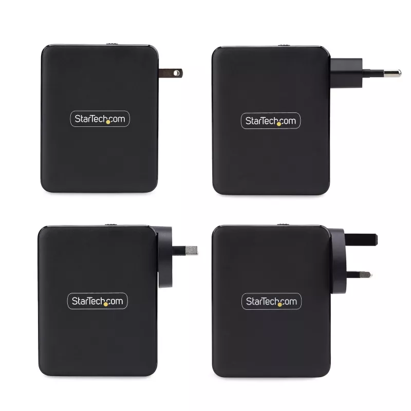 StarTech.com 140W USB-C nástenná nabíjačka, 3x USB-C/1x USB-A, PD 3.1 medzinárodný GaN napájací zdroj pre MacBook/Dell XPS/Inspiron