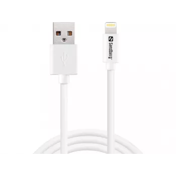 Sandberg USBLightning MFI 1m SAVER, 1 m, Lightning, USB A, konektor samec, konektor samec, biela