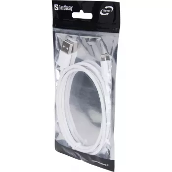 Sandberg USBLightning MFI 1m SAVER, 1 m, Lightning, USB A, konektor samec, konektor samec, biela