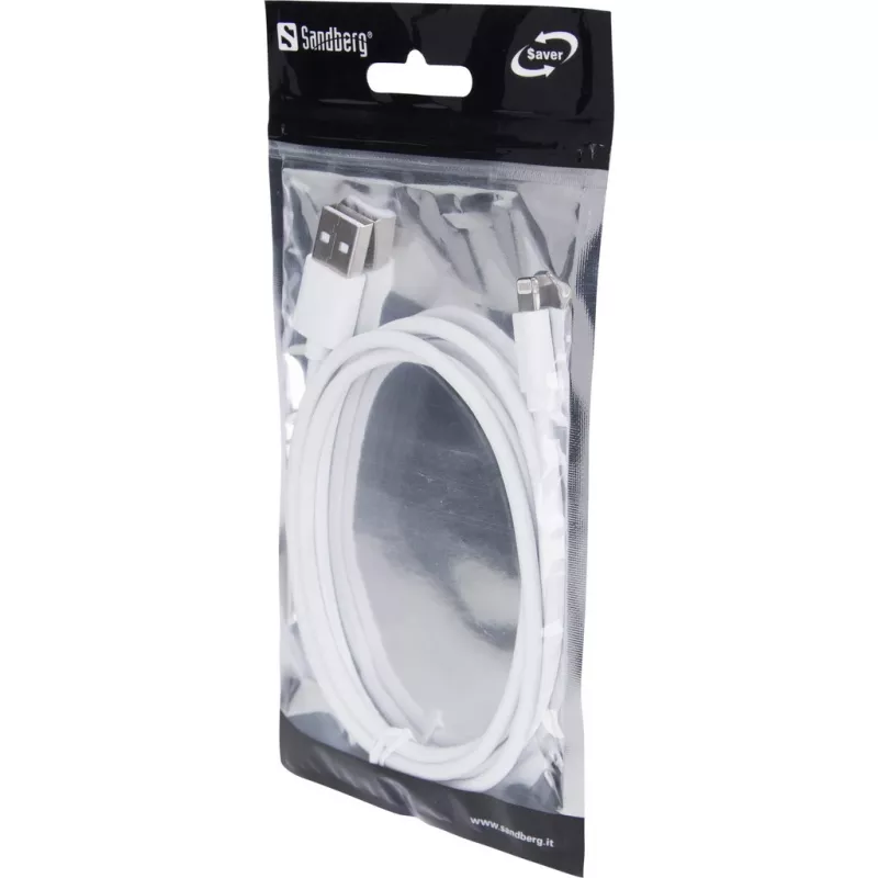 Sandberg USBLightning MFI 1m SAVER, 1 m, Lightning, USB A, konektor samec, konektor samec, biela