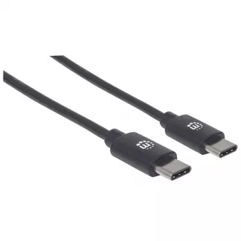 Manhattan kábel USB-C na USB-C, 3 m, konektor samec na konektor samec, čierny, 480 Mbit/s (USB 2.0), Hi-Speed USB, doživotná záruka, ekvivalent k USB2CC3M