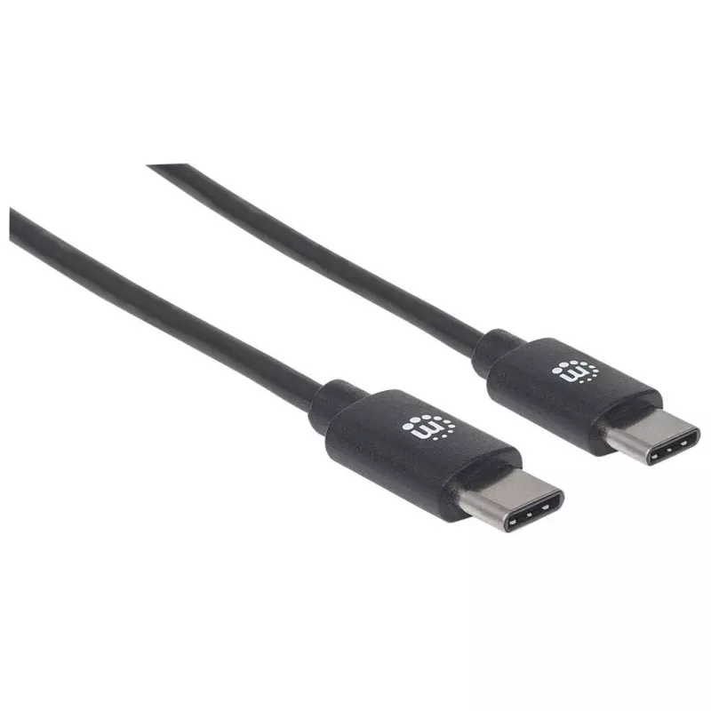 Manhattan kábel USB-C na USB-C, 3 m, konektor samec na konektor samec, čierny, 480 Mbit/s (USB 2.0), Hi-Speed USB, doživotná záruka, ekvivalent k USB2CC3M