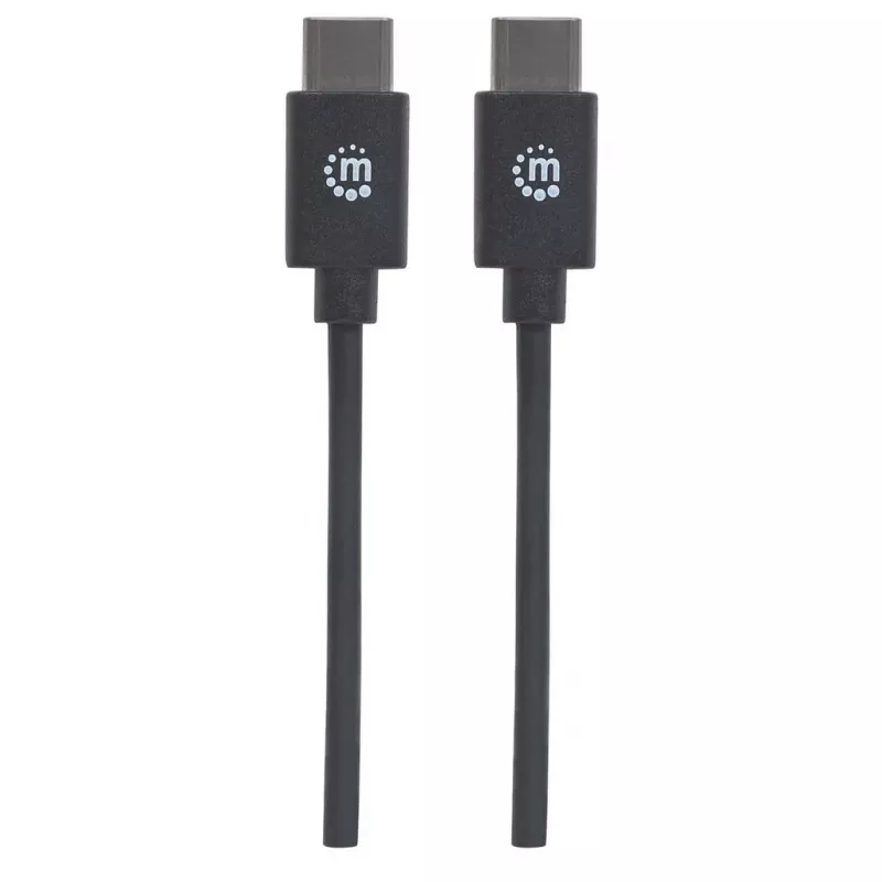 Manhattan kábel USB-C na USB-C, 3 m, konektor samec na konektor samec, čierny, 480 Mbit/s (USB 2.0), Hi-Speed USB, doživotná záruka, ekvivalent k USB2CC3M