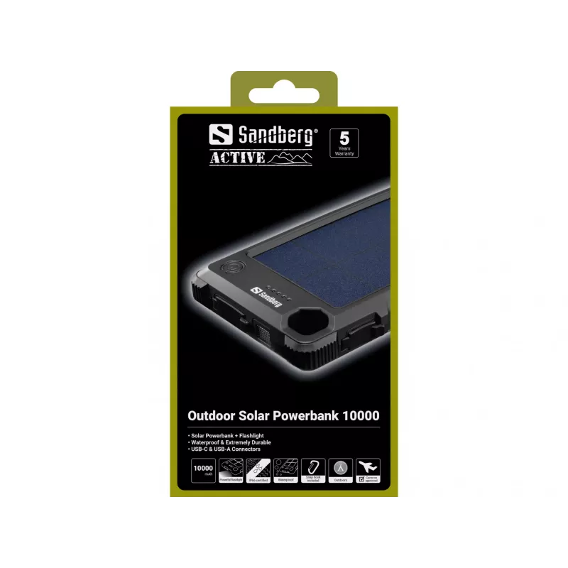 Sandberg Outdoor Solar Powerbank 10000, 10000 mAh, čierna