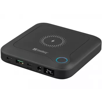 Sandberg All-in1 Laptop Powerbank 24000, 24000 mAh, Quick Charge 2.0, bezdrôtové nabíjanie, čierna