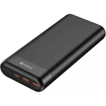 Sandberg Powerbank 20000 PD65W+2xQC3.0, 20000 mAh, lítium-iónová (Li-Ion), Quick Charge 3.0, 65 W, čierna