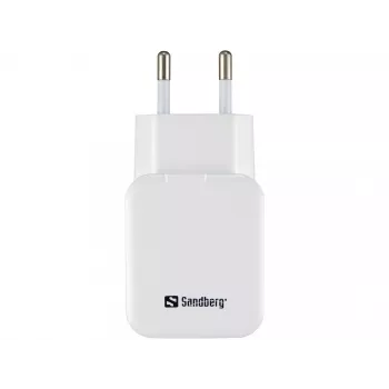 Sandberg AC Charger Dual USB 2.4+1A EU, interiérová, AC, USB, 5 V, čierna, biela