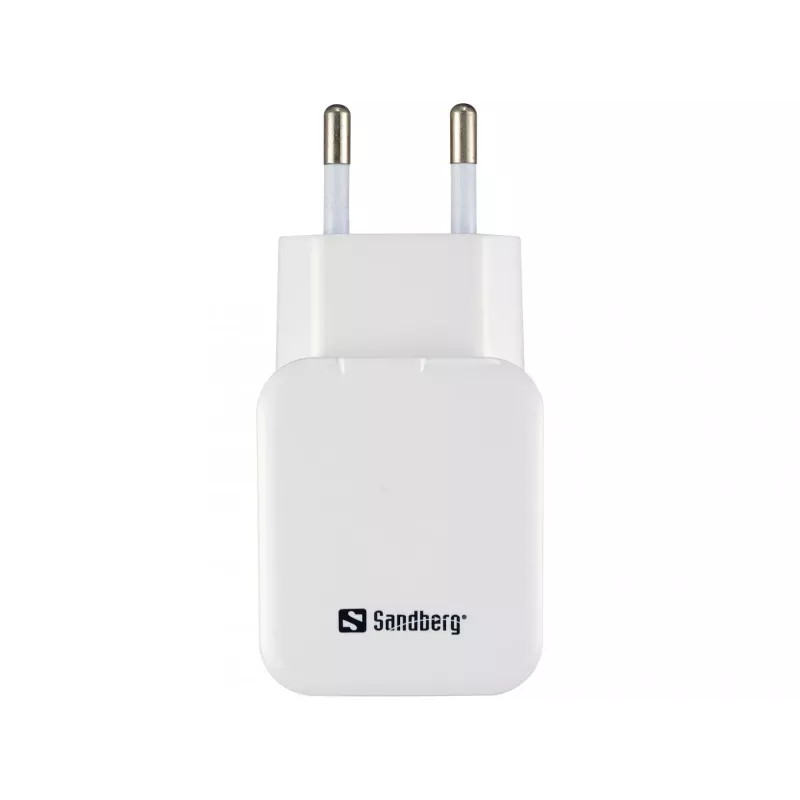 Sandberg AC Charger Dual USB 2.4+1A EU, interiérová, AC, USB, 5 V, čierna, biela
