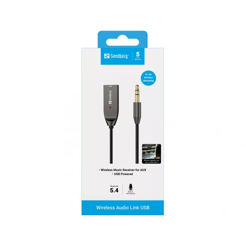 Sandberg Wireless Audio Link USB, USB, A2DP, AVRCP, HFP, 10 m, čierna, dok, 5 V