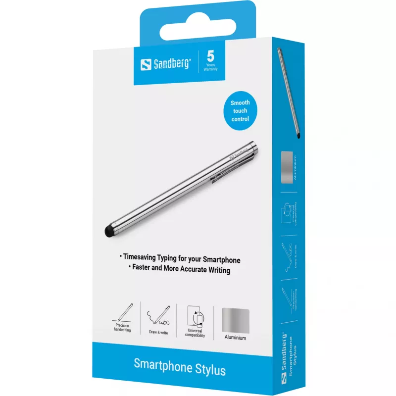 Sandberg Smartphone Stylus, mobilný telefón/smartphone, strieborná, 5 g, 140 mm, 7 mm, 7 mm