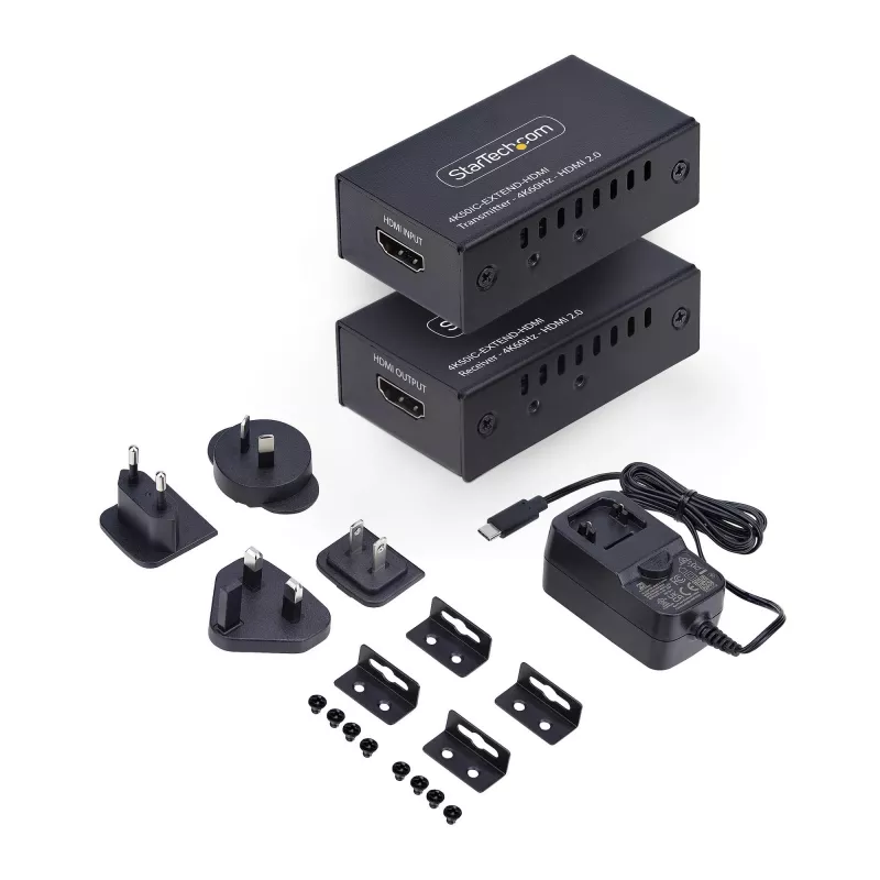 StarTech.com HDMI extender cez CAT5e/CAT6, 4K 60Hz, do 200ft (60m), sada vysielača a prijímača, napájanie cez kábel, kompaktný dizajn