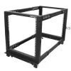 StarTech.com 4-stĺpový 12U mobilný open-frame serverový rack, štvrstĺpový 19-palcový sieťový rack s kolieskami, pojazdný rack s nastaviteľnou hĺbkou pre počítače/AV/dáta/IT vybavenie – kolieska, vyrovnávacie nožičky alebo montáž na podlahu