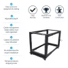 StarTech.com 4-stĺpový 12U mobilný open-frame serverový rack, štvrstĺpový 19-palcový sieťový rack s kolieskami, pojazdný rack s nastaviteľnou hĺbkou pre počítače/AV/dáta/IT vybavenie – kolieska, vyrovnávacie nožičky alebo montáž na podlahu