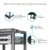 StarTech.com 4-stĺpový 12U mobilný open-frame serverový rack, štvrstĺpový 19-palcový sieťový rack s kolieskami, pojazdný rack s nastaviteľnou hĺbkou pre počítače/AV/dáta/IT vybavenie – kolieska, vyrovnávacie nožičky alebo montáž na podlahu