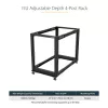 StarTech.com 4-stĺpový 15U mobilný open-frame serverový rack, štvrstĺpový 19-palcový sieťový rack s kolieskami, pojazdný rack s nastaviteľnou hĺbkou pre počítače/AV/dáta/IT vybavenie – otočné kolieska, vyrovnávacie nožičky alebo montáž na podlahu