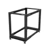 StarTech.com 4-stĺpový 15U mobilný open-frame serverový rack, štvrstĺpový 19-palcový sieťový rack s kolieskami, pojazdný rack s nastaviteľnou hĺbkou pre počítače/AV/dáta/IT vybavenie – otočné kolieska, vyrovnávacie nožičky alebo montáž na podlahu