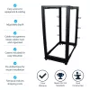 StarTech.com 4-stĺpový 25U mobilný open-frame serverový rack, štvrstĺpový 19-palcový sieťový rack s kolieskami, pojazdný rack s nastaviteľnou hĺbkou pre počítače/AV/dáta/IT vybavenie – kolieska, vyrovnávacie nožičky alebo montáž na podlahu