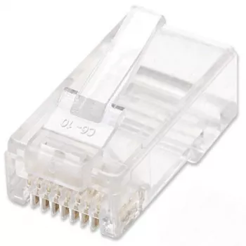 Intellinet RJ45 modulárny konektor, Cat6, UTP, 2-zinkový, pre lankový vodič, 15 µ pozlátené kontakty, balenie 100 ks