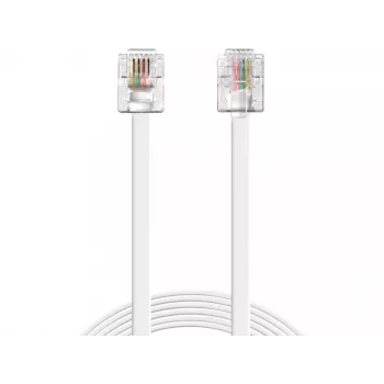 Sandberg telefónny kábel RJ11-RJ11 5 m, 5 m, RJ11, RJ11, konektor samec, konektor samec, biely