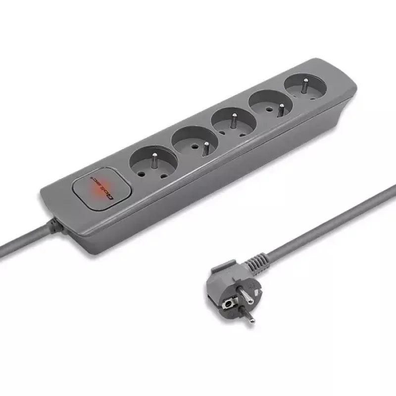 Power Extension Qoltec 50275 1.8m 5 AC zásuviek interiérová sivá